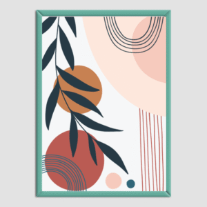 Modern Abstract Botanical Wall Art – Framed Geometric Print in Sunset Tones for Stylish Interiors - Image 3