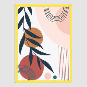 Modern Abstract Botanical Wall Art – Framed Geometric Print in Sunset Tones for Stylish Interiors - Image 4