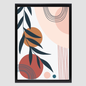 Modern Abstract Botanical Wall Art – Framed Geometric Print in Sunset Tones for Stylish Interiors - Image 5