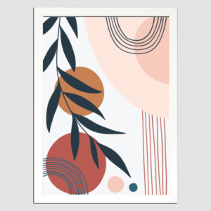 Modern Abstract Botanical Wall Art – Framed Geometric Print in Sunset Tones for Stylish Interiors - Image 6