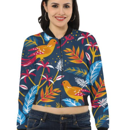 Women's Modern Floral Bomber Jacket - Image 1