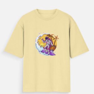 Cosmic Surfer Oversized T-Shirt | Astronaut Beach Graphic Tee - Image 7