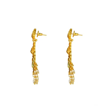 Generic Women's Rose Gold Plated Alloy Kundan Earrings & Mangtikka (Green) - Image 4