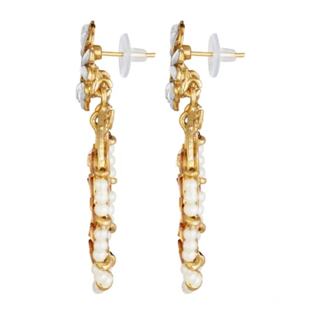 Generic Women's Rose Gold Plated Alloy Kundan Earrings & Mangtikka (White & Gold) - Image 2