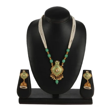 Generic Women's Rose Gold Plated Alloy Necklace & Earings Set (Green) - Image 5