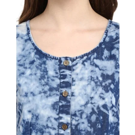 Generic Women's Denim Tie & Dye Sleeveless Above Knee Dress (Blue) - Image 2