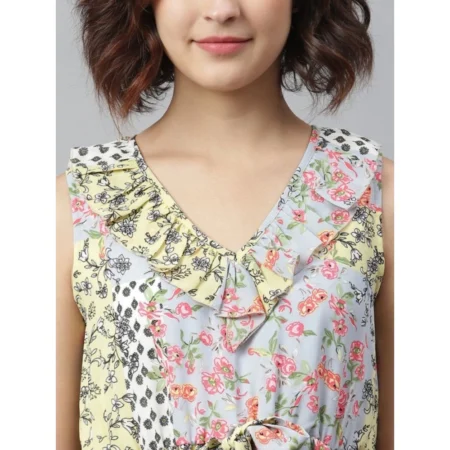 Generic Women's Polyester Peplum Sleeveless Above Knee Dress (Multicolor) - Image 2