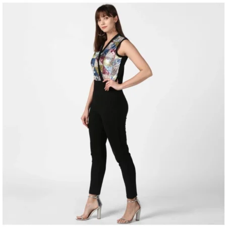 Generic Women's Polyester Embellished Sleeveless Jumpsuit (Black) - Image 3