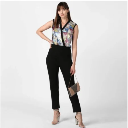 Generic Women's Polyester Embellished Sleeveless Jumpsuit (Black) - Image 6
