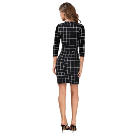 Generic Women's Polyester Solid High Neck Full Sleeve Dress (Black) - Image 5