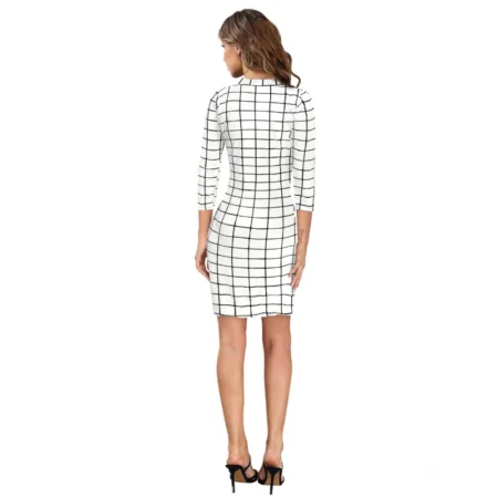 Generic Women's Polyester Solid High Neck Full Sleeve Dress (White) - Image 5