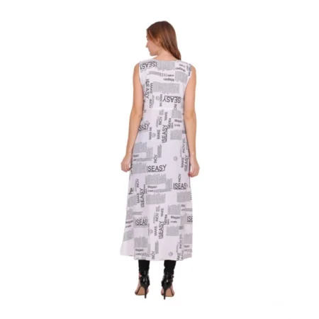Generic Women's Casual Crepe Sleeveless Slit Dress (White) - Image 3
