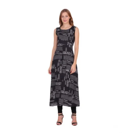 Generic Women's Casual Crepe Sleeveless Slit Dress (Black) - Image 1