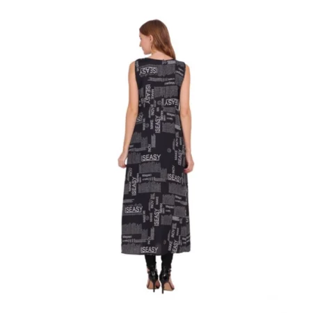 Generic Women's Casual Crepe Sleeveless Slit Dress (Black) - Image 3