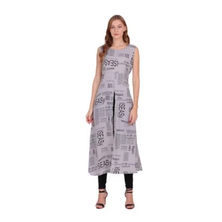 Generic Women's Casual Crepe Sleeveless Slit Dress (Light Grey) - Image 1