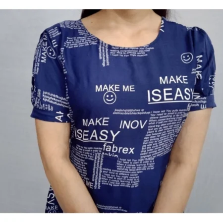 Generic Women's Casual Crepe Half Sleeves Dress (Blue) - Image 4