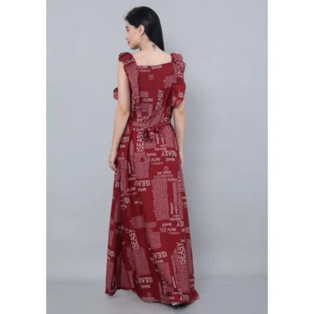 Generic Women's Casual Crepe Sleeveless Dress (Maroon) - Image 5