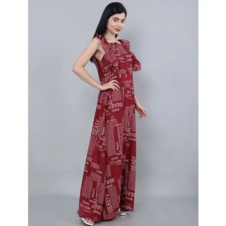 Generic Women's Casual Crepe Sleeveless Dress (Maroon) - Image 4