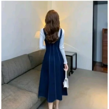 Generic Women's Casual Denim Sleeveless Dress (Blue) - Image 4