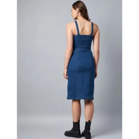 Generic Women's Casual Denim Sleeveless Dress (Blue) - Image 5