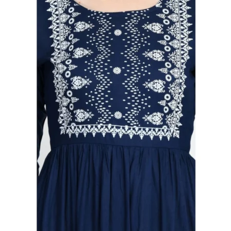 Generic Women's Casual Rayon 3-4th Sleeves Kurti (Blue) - Image 5