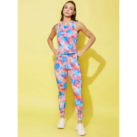 Generic Women's Polyester Lycra Printed Sleeveless Active Wear (Multicolor) - Image 3