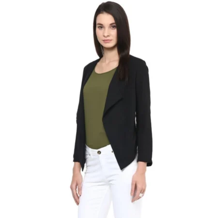 Generic Women's Polyester Solid Long Sleeves Blazer (Black) - Image 3